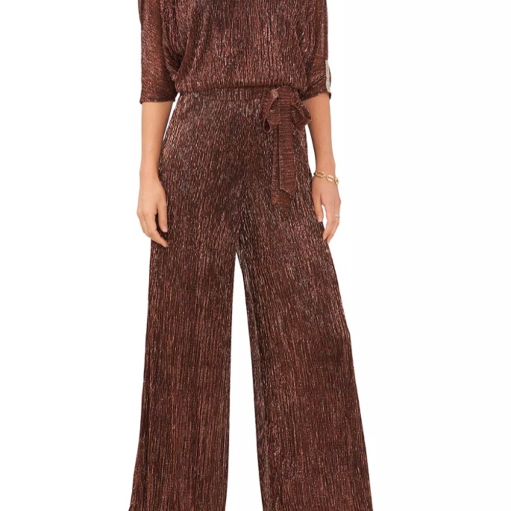MSK
Women's Metallic Belted V-Neck Blouson Jumpsuit